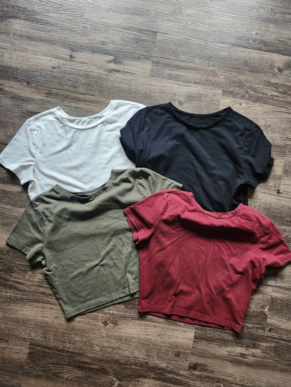 Wild Fable Crop Basic T Shirt Bundle- White, Black, Olive, Burgundy